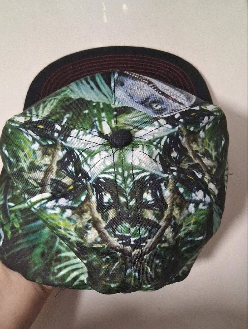 Jurassic Park Logo Camo Snapback Hat - Black & Green